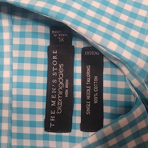 Bloomingdales The Mens Store Button Down Shirt Turquoise / White, Size XL - Picture 7 of 8